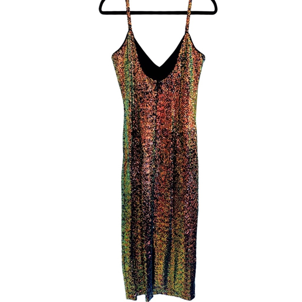 Vixen by Micheline Pitt Scarab Glitz Glamour Sequin Wiggle Dress Large L RARE - Picture 5 of 7